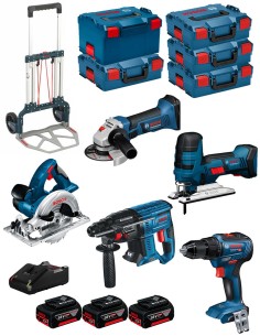 BOSCH Kit 18V BK501 (GST 18V-LIS+GKS 18V-LI+GBH 18V-21+GWS 18-125V-LI+GSR 18V-55+ 3x4,0Ah+GAL18V-40+4xL-Boxx136+L-Boxx238+Carro)