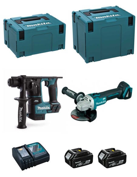 MAKITA Kit DLX2125MJ1B (DGA504 + DHR171 + 2 x 4,0 Ah + DC18RC +
