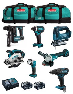 MAKITA Kit MK701 (DDF482 + DHR171 + DGA504 + DTD152 + DJV182 + DSS610 + DML802 + 2 x 5,0 Ah + DC18RC + 2 x LXT600)