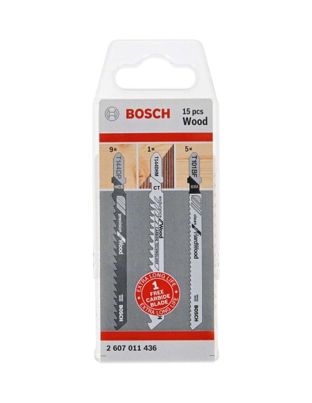 Set de 15 Hojas de sierra de calar para madera BOSCH (2 607 011