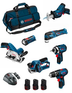 BOSCH Kit BMKB7-28ED3 (GSB 12V-15+GDR 12V-105+GKS 12V-26+GOP 12V-28+GSA 12V-14+GLI 12V-80+GHO 12V-20 +3x2,0Ah +GAL1230CV +HDBAG)
