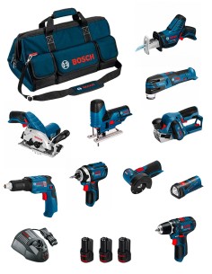 BOSCH Kit BMKB10-28CD3 (GSR12V-15+GTB12V-11+GDR12V-105+GWS12V-76+GST12V-70+GKS12V-26+GOP12V-28+GSA12V-14+GLI12V-80+GHO12V-20)