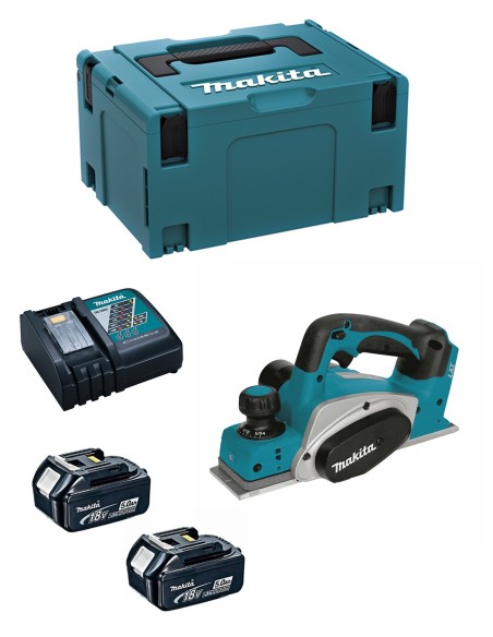 Rabot MAKITA DKP180RTJ (2 x 5,0 Ah + DC18RC + MAKPAC 3)