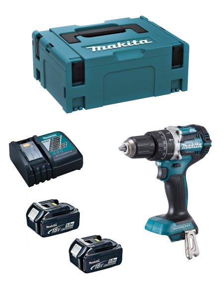 Trapano a Percussione MAKITA DHP484RTJ (2 x 5,0Ah + DC18RC +