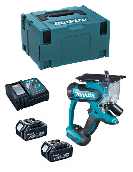 Scie à plaque de plâtre MAKITA DSD180RTJ (2 x 5,0 Ah + DC18RC +