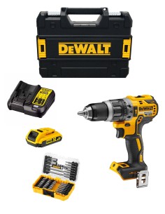 Perceuse à Percussion DeWALT DCD796D1T (1 x 2,0 Ah + DCB107 + TSTAK II) + Jeu de 40 embouts de vissage