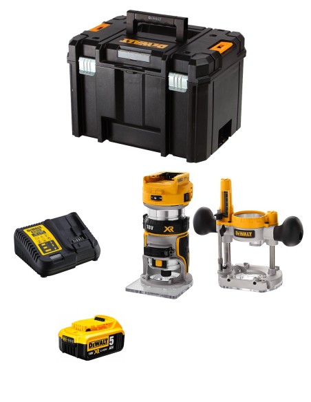 Affleureuse DeWALT DCW604P1T (1 x 5,0 Ah + DCB115 + TSTAK VI)