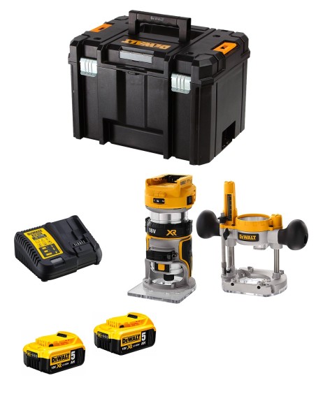 Affleureuse DeWALT DCW604P2T (2 x 5,0 Ah + DCB115 + TSTAK VI)