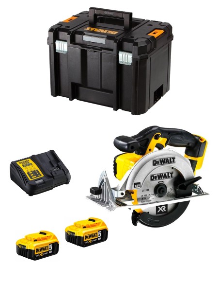 Sega Circolare DeWALT DCS391P2 (2 x 5,0 Ah + DCB115 + TSTAK VI)