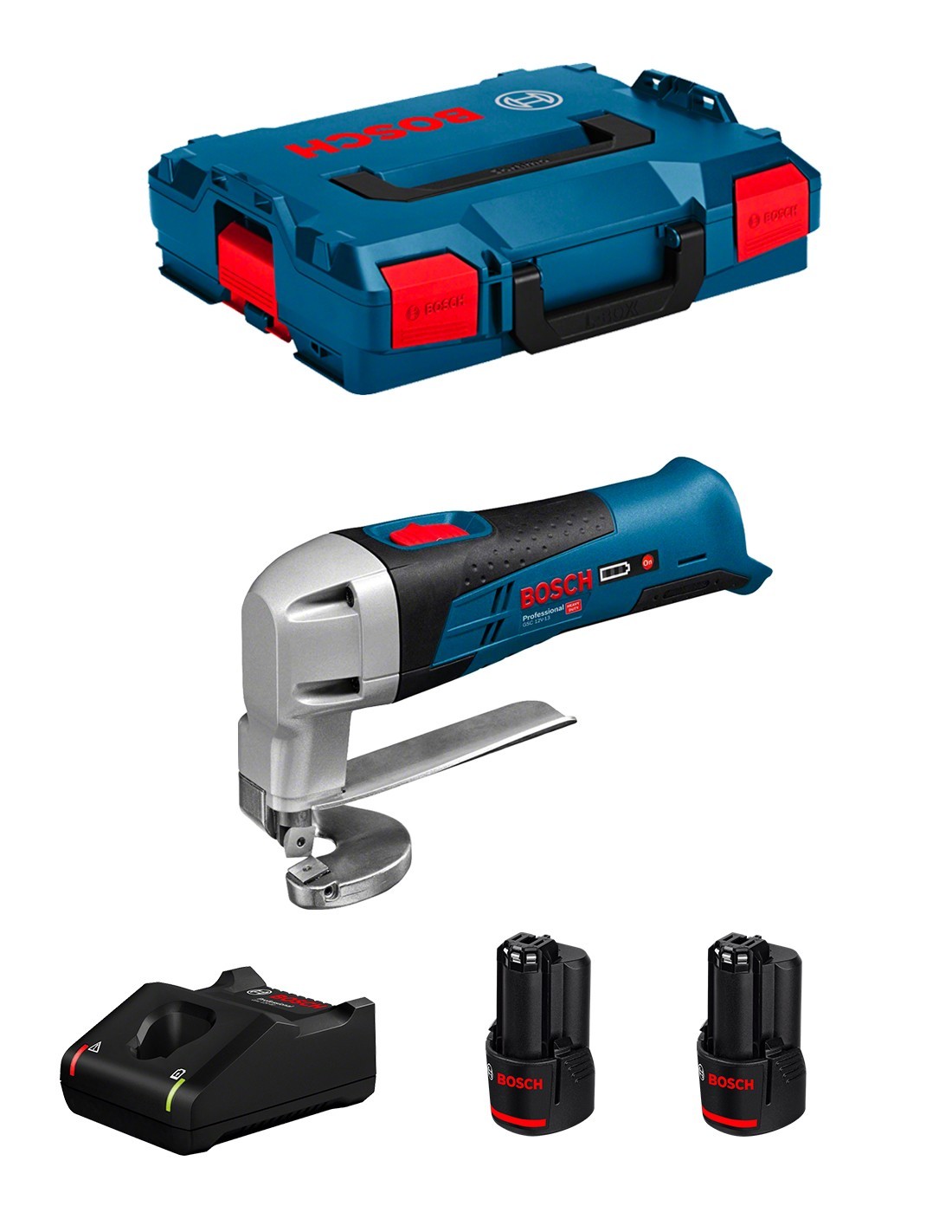 Cizalla BOSCH GSC 12V-13 (2 x 2,0 Ah + GAL12V-40 + L-Boxx 102)