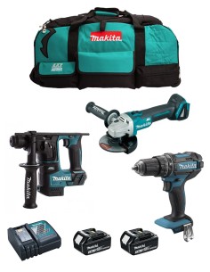 MAKITA Kit MK305 (DHP482 + DHR171 + DGA504 + 2 x 3,0 Ah +