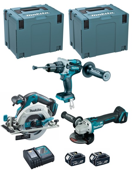 MAKITA Kit DLX3095PTJ (DHP481 + DGA506 + DHS680 + 2 x 5,0 Ah +