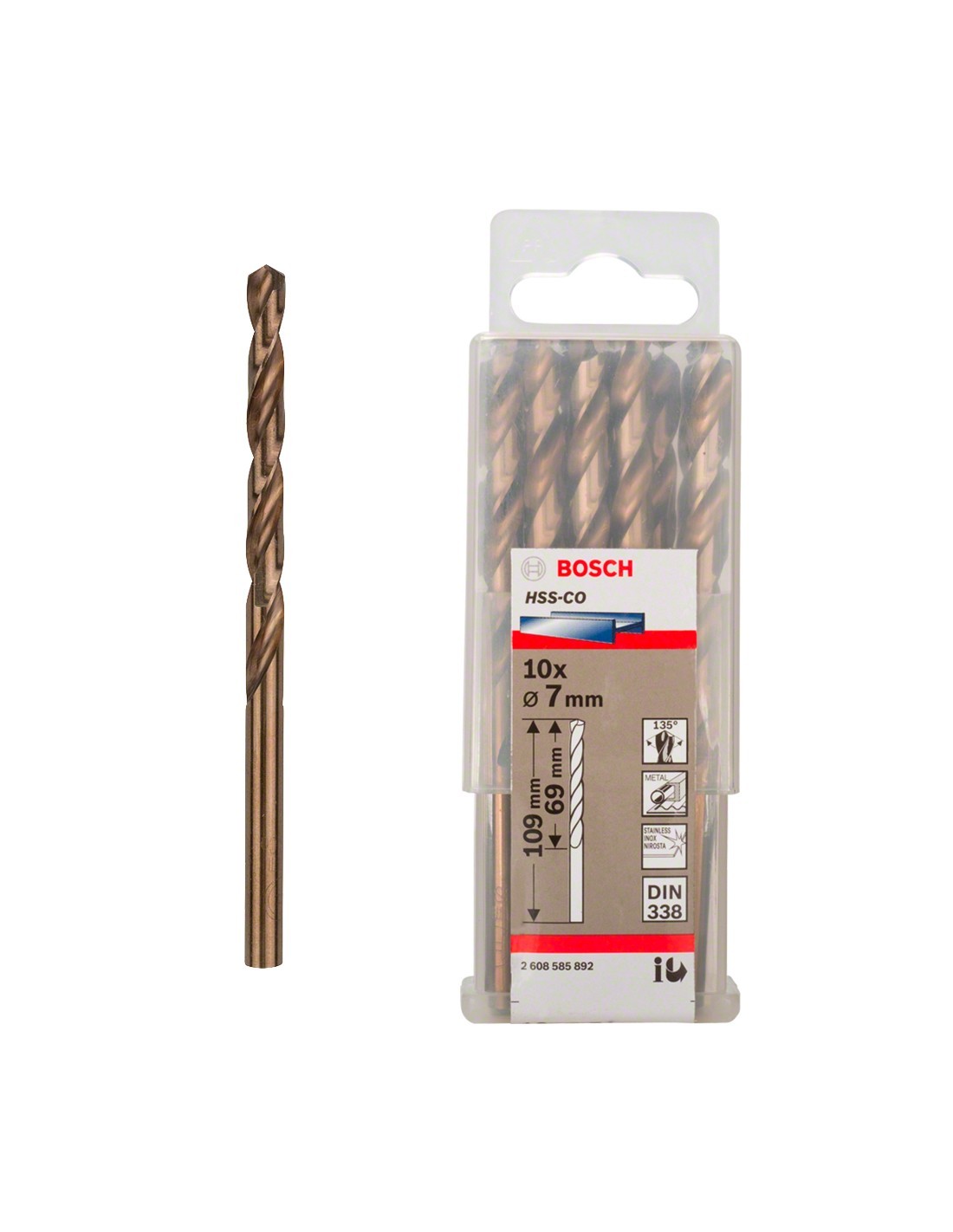 Set de 10 brocas helicoidales HSS-Co Ø 7 x 109 mm BOSCH (2 608 585 892)