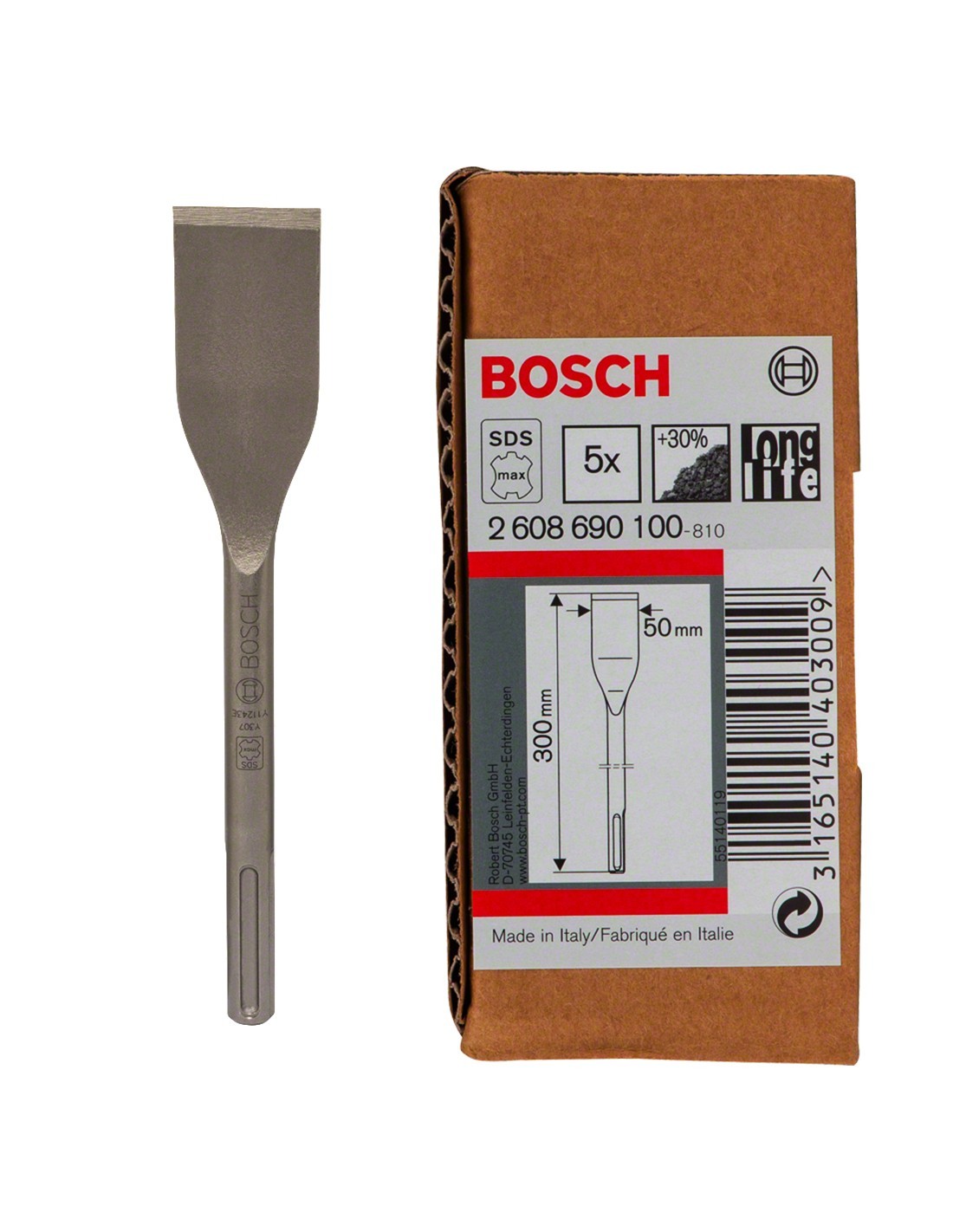 Set de 5 cinceles para azulejos SDS max BOSCH (2 608 690 100)