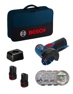 Angle Grinder BOSCH GWS 12V-76 (2 x 2,0 Ah + GAL12V-20 + Discs