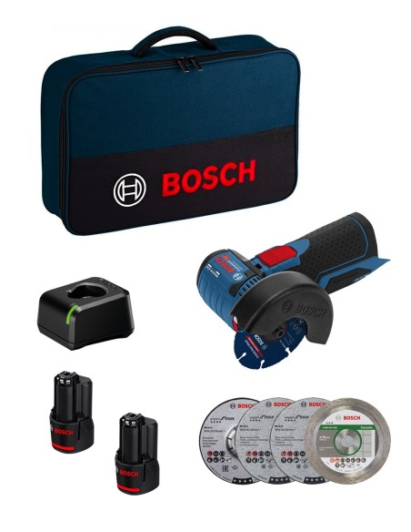 Angle Grinder BOSCH GWS 12V-76 (2 x 2,0 Ah + GAL12V-20 + Discs
