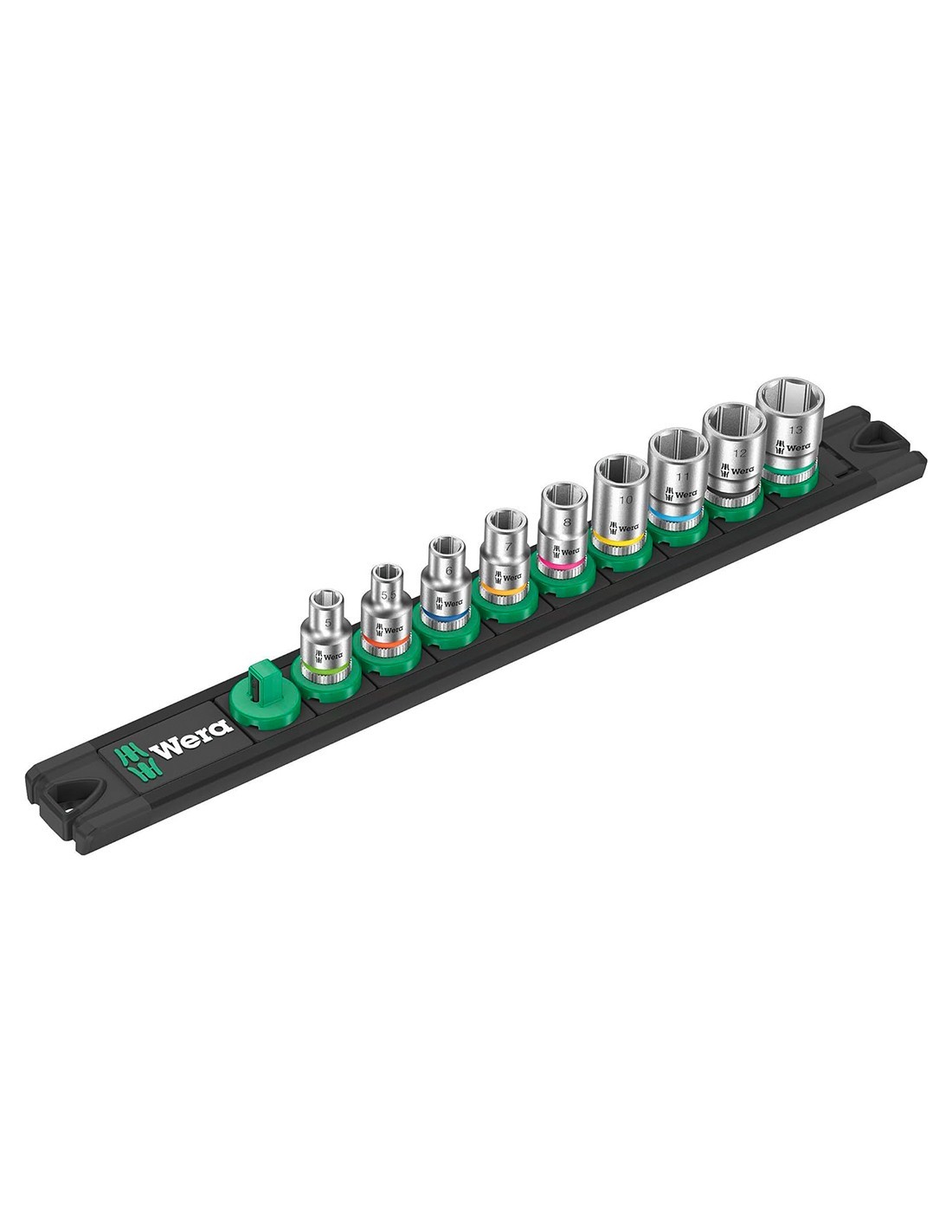 Set de 9 llaves de vaso Zyklop 1/4" WERA Nuss-Magnetleiste A 4