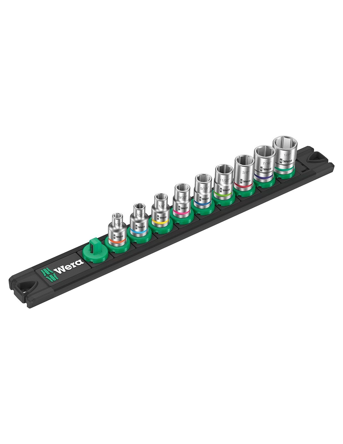 Set de 9 llaves de vaso Zyklop 1/4" WERA Nuss-Magnetleiste A Imperial 1