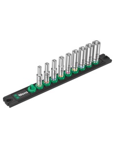 Set di 9 bussole lunghe Zyklop 1/4" WERA Nuss-Magnetleiste A