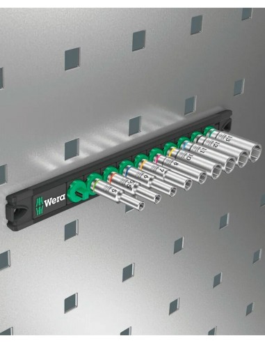 Set de 9 douilles longues Zyklop 1/4" WERA Nuss-Magnetleiste A