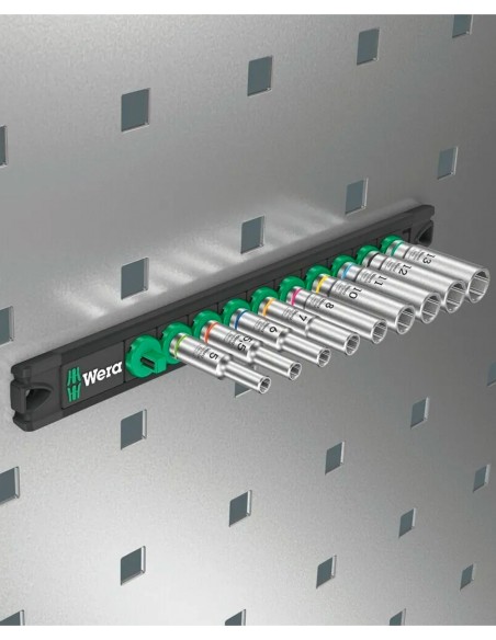 Set de 9 douilles longues Zyklop 1/4" WERA Nuss-Magnetleiste A