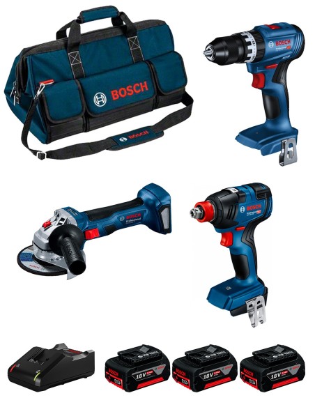 BOSCH Kit 0615990N31 (GSB 18V-45 + GDX 18V-200 + GWS 18V-7 + 2