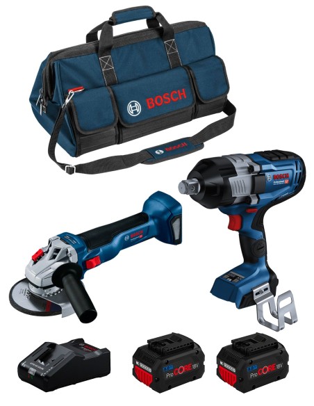 BOSCH Kit BK2026BAG (GDS 18V-1600 HC + GWS 18V-10 + 2 x 8,0 Ah