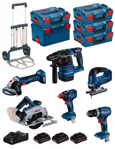 BOSCH Kit BK603 (GSB18V-45 +GDX18V-200 +GKS18V-57-2 +GST18V-125B +GBH18V-22 +GWS18V-7 + 3x4,0Ah PC +GAL18V-40 + 5xL-Boxx +caddy)
