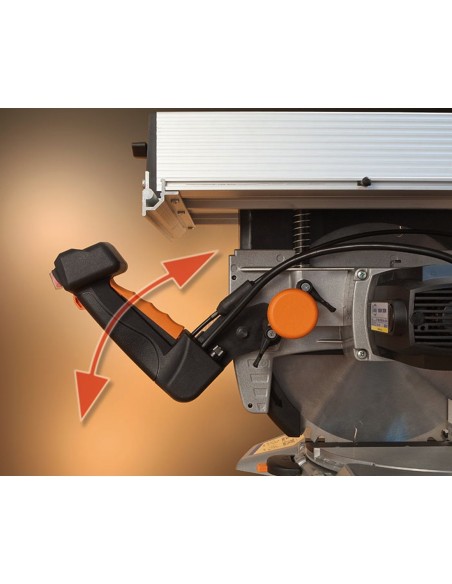 Tiltable mitre saw with upper table VIRUTEX TM33W