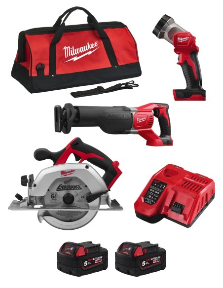 MILWAUKEE Kit MWK303BAG (HD18CS + M18BSX + M18TLED + 2 x 5,0 Ah
