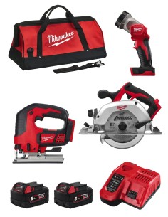 MILWAUKEE Kit MWK304BAG (HD18CS + M18BJS + M18TLED + 2 x 5,0 Ah