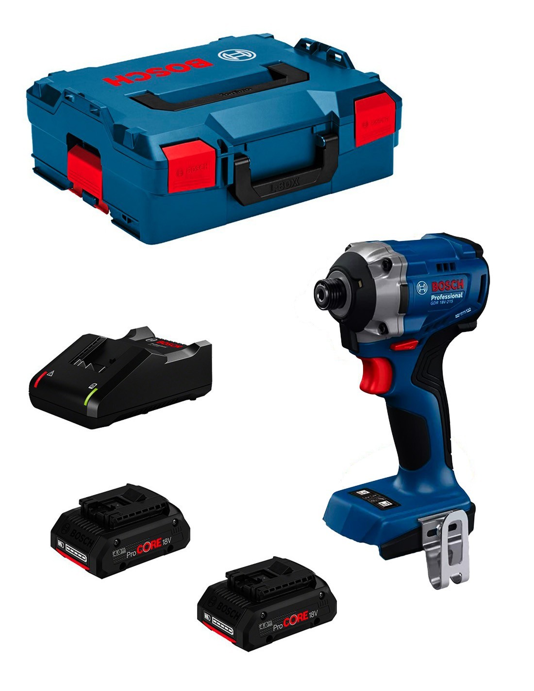 Atornillador de Impacto BOSCH GDR 18V-215 (2 x 4,0Ah ProCORE + GAL18V-40 + L-Boxx 136)