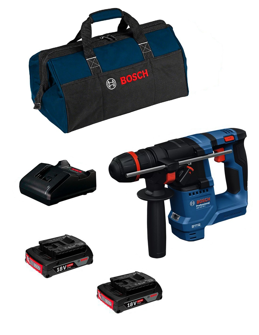 Martillo Perforador BOSCH GBH 18V-18 X (2 x 2,0 Ah + GAL18V-20 + Bolsa)