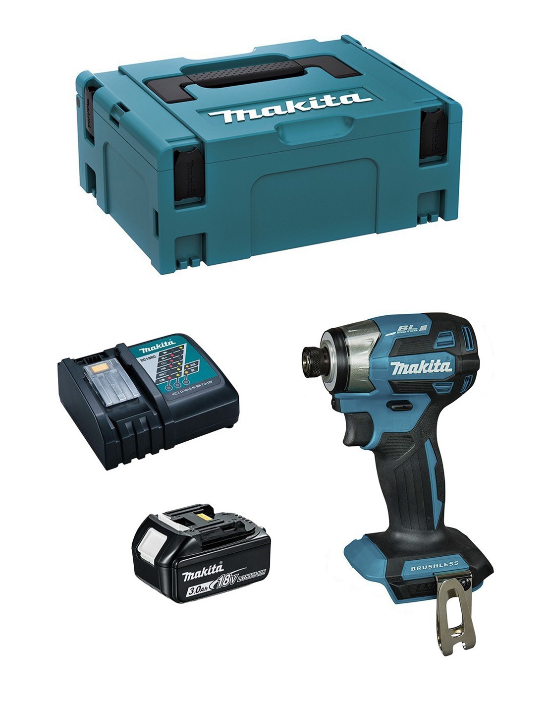 Atornillador de Impacto MAKITA DTD173RFJ1 (1 x 3,0 Ah + DC18RC + MAKPAC 2)