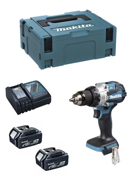 Bohrschrauber MAKITA DDF489RTJ (2 x 5,0Ah + DC18RC + MAKPAC 2)