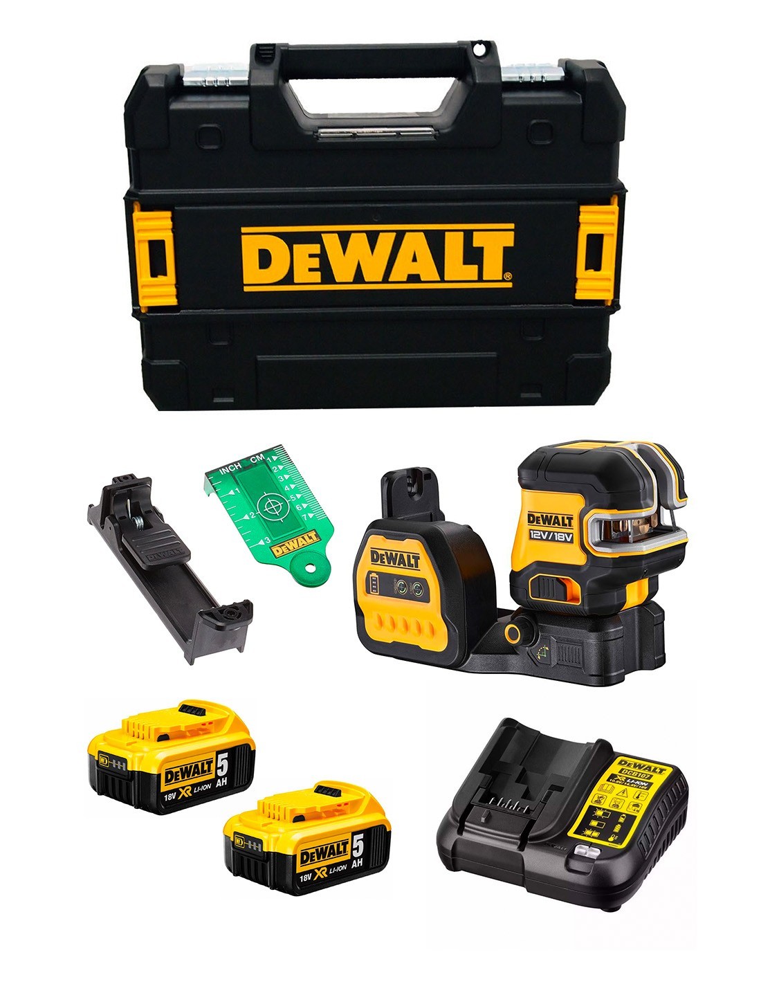 Láser Autonivelante DeWALT DCE088NG18P2T (2 x 5,0 Ah + DCB107 + TSTAK II)