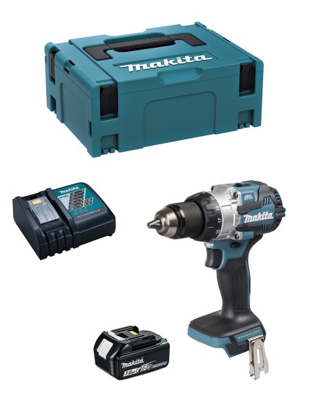 Taladro Percutor MAKITA DHP492RFJ1 (1 x 3,0Ah + DC18RC + MAKPAC