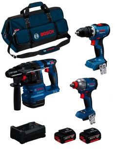 BOSCH Kit 0615A50093 (GSR 18V-65 + GDX 18V-285 + GBH 18V-22 + 3 x 5,0 Ah + GAL12V/18V-80 + Sac)