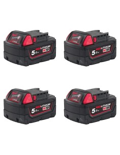 Pack de 4 baterías Milwaukee M18B5 (18V - 5,0 Ah)