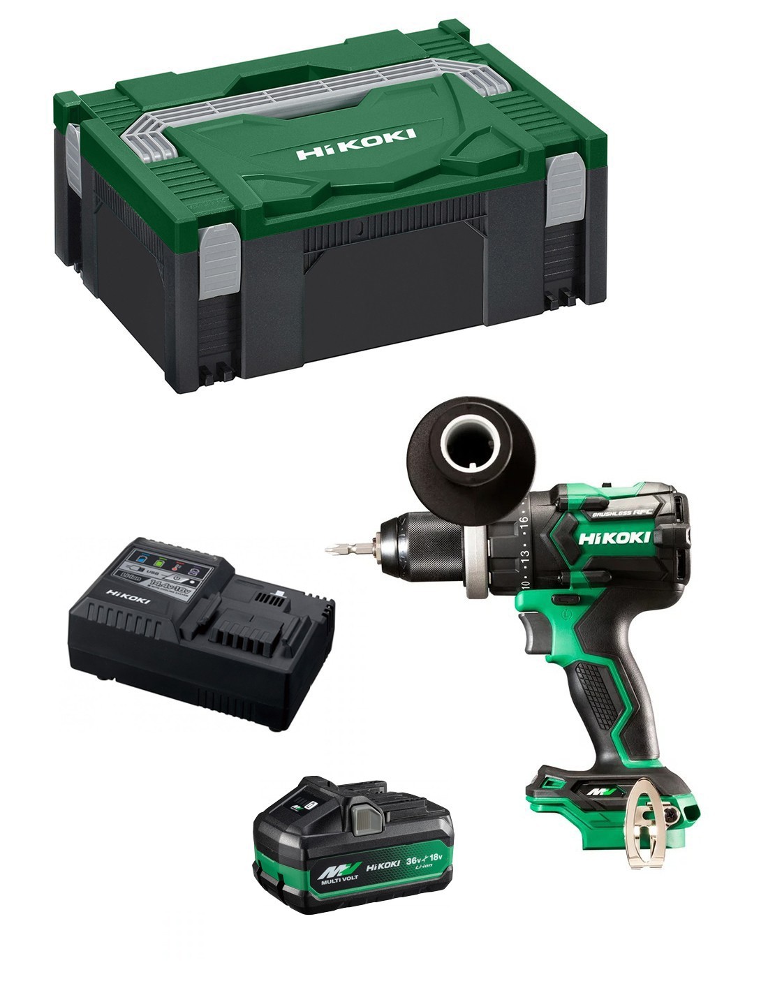 Taladro Atornillador HIKOKI DS36DCB1X (1 x 4,0Ah/8,0Ah + UC18YSL3 + Maletín HSC II)
