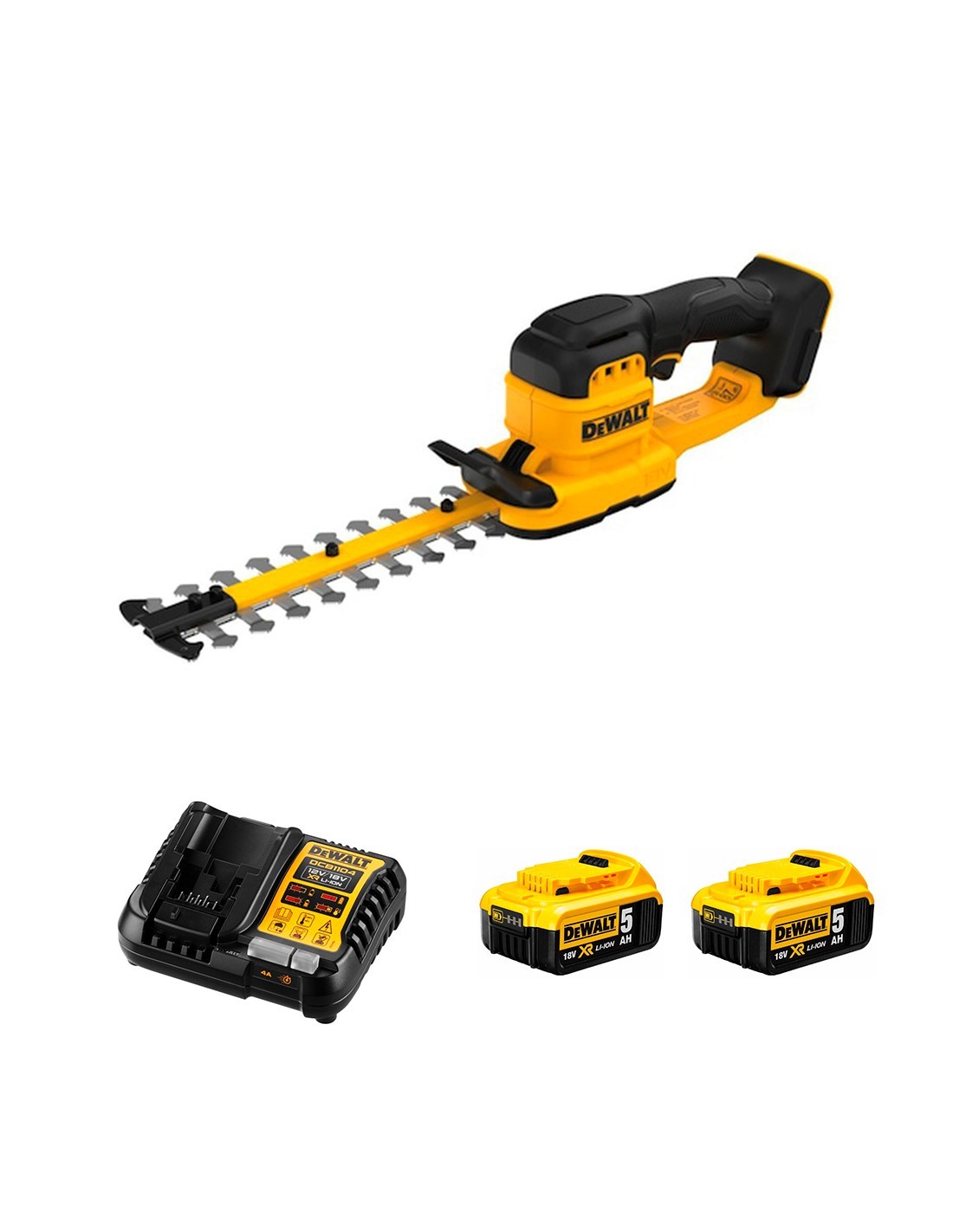 Cortasetos DeWALT DCMHT520P2-SK (2 x 5,0 Ah + DCB1104)
