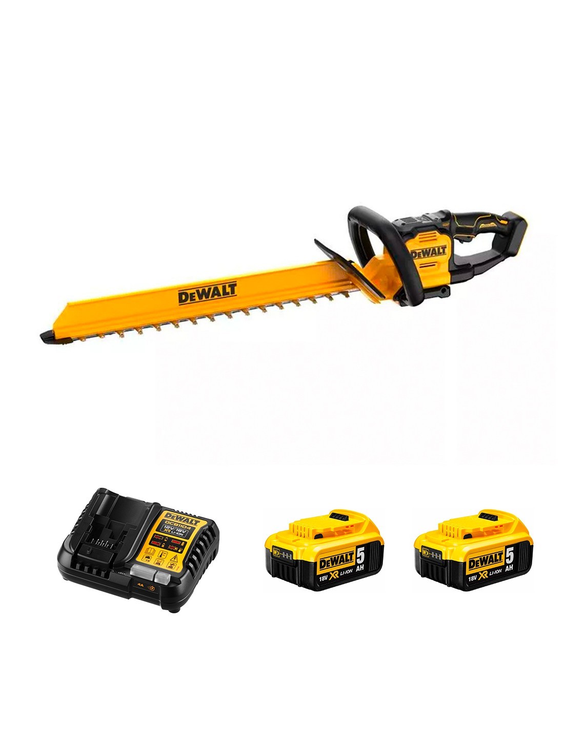 Cortasetos DeWALT DCMHT567P2-SK (2 x 5,0 Ah + DCB1104)