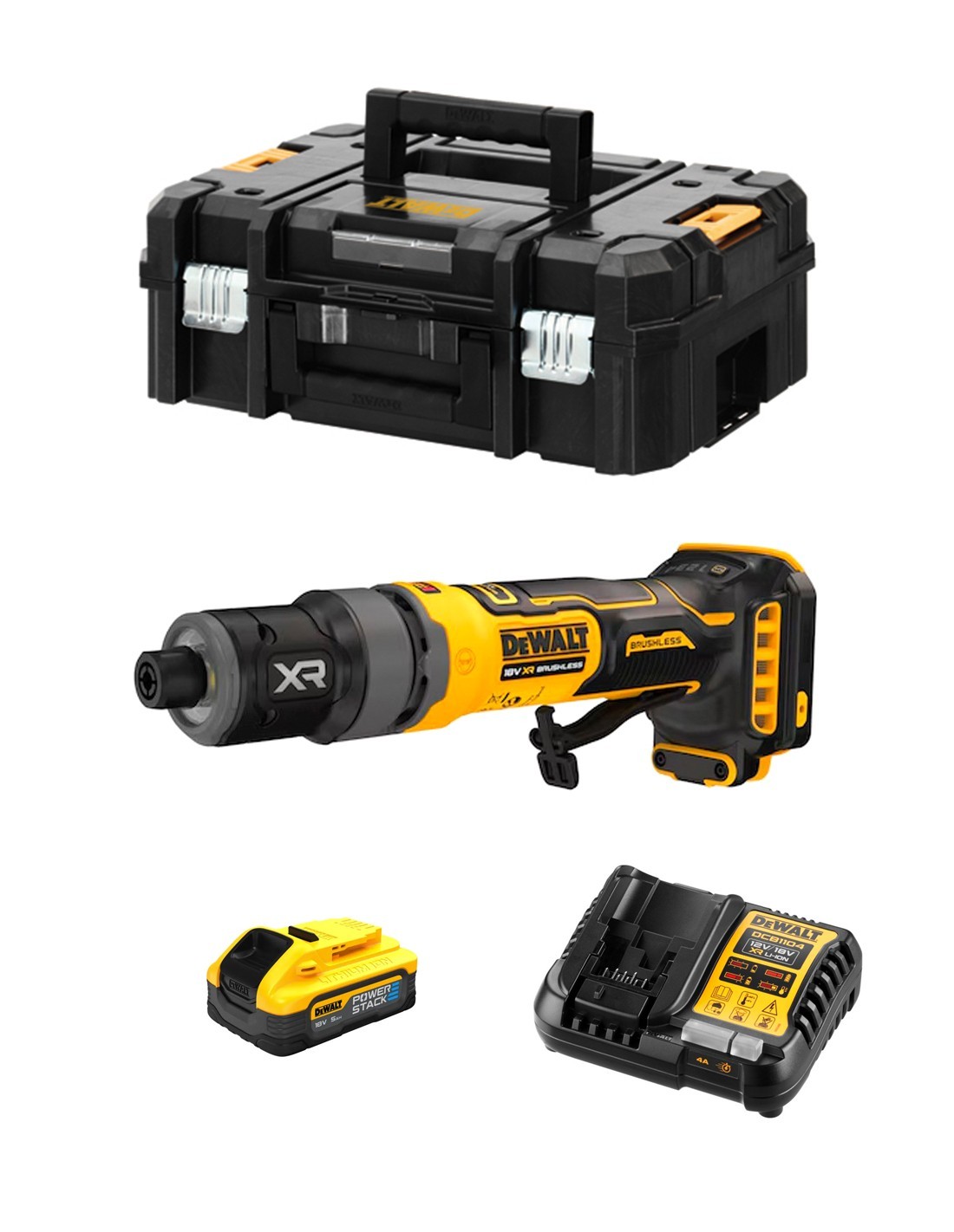 Amoladora Recta DeWALT DCG420H1T (1 x 5,0 Ah Powerstack + DCB1104 + TSTAK II)