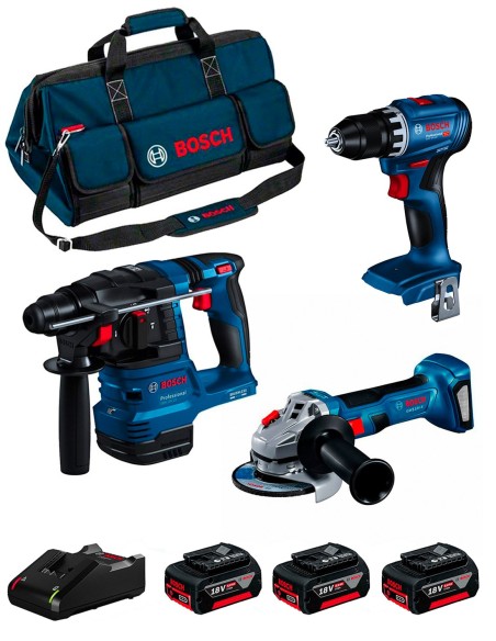 BOSCH Kit 0615A5007L (GWS 18V-8 + GSR 18V-45 + GBH 18V-22 + 3 x