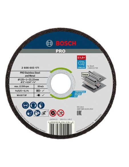 Cubo 100 discos BOSCH Stainless Steel and Metal 125x1mm