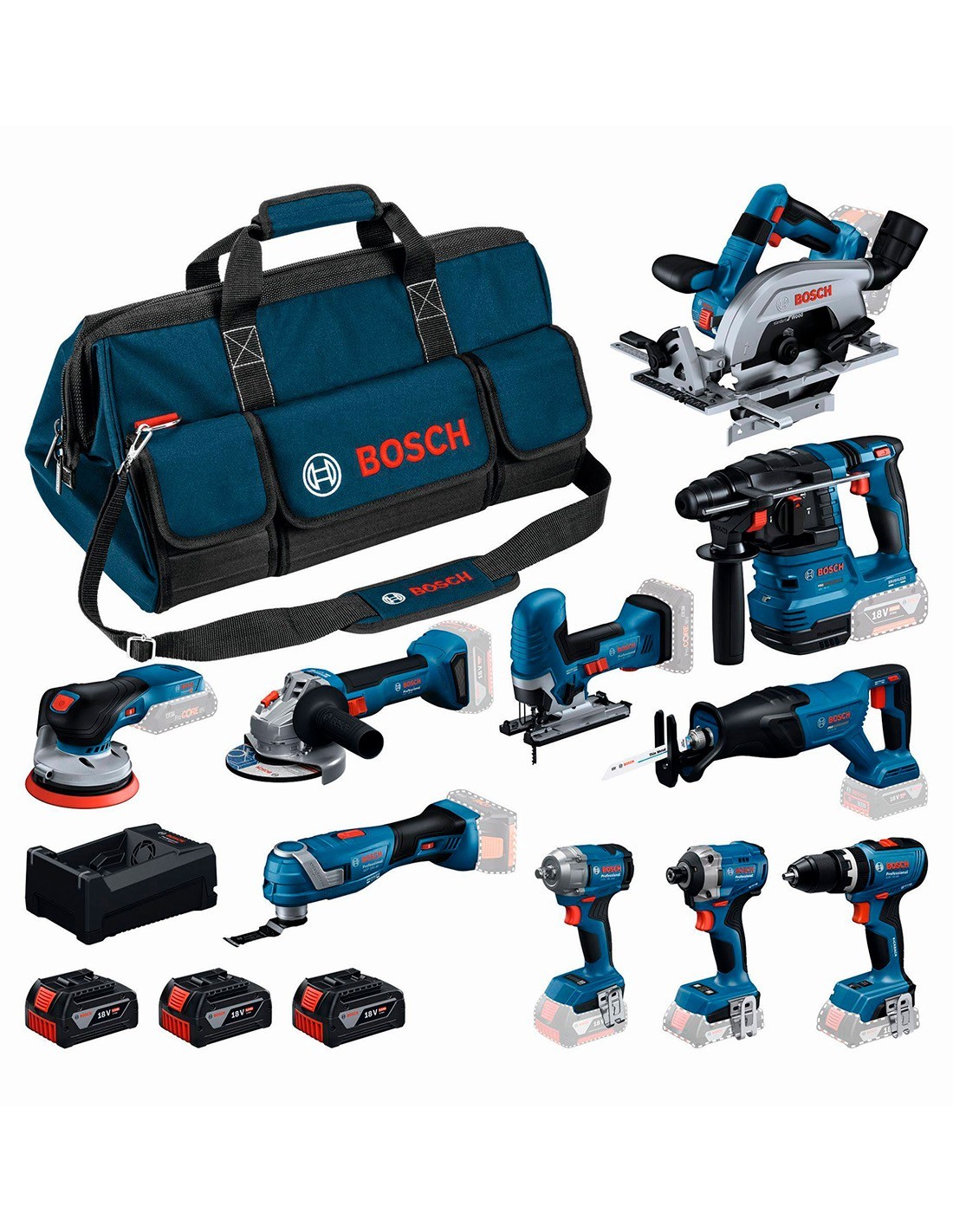 BOSCH Kit Professional 10 herramientas 18V 0615A500EH