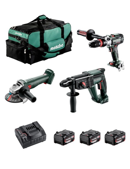 METABO Kit 685212000 (SB 18 LT BL + W 18 L BL 9-125 + KH 18 LTX 24 + 3 x 5,2 Ah + ASC 55 + Tasche)